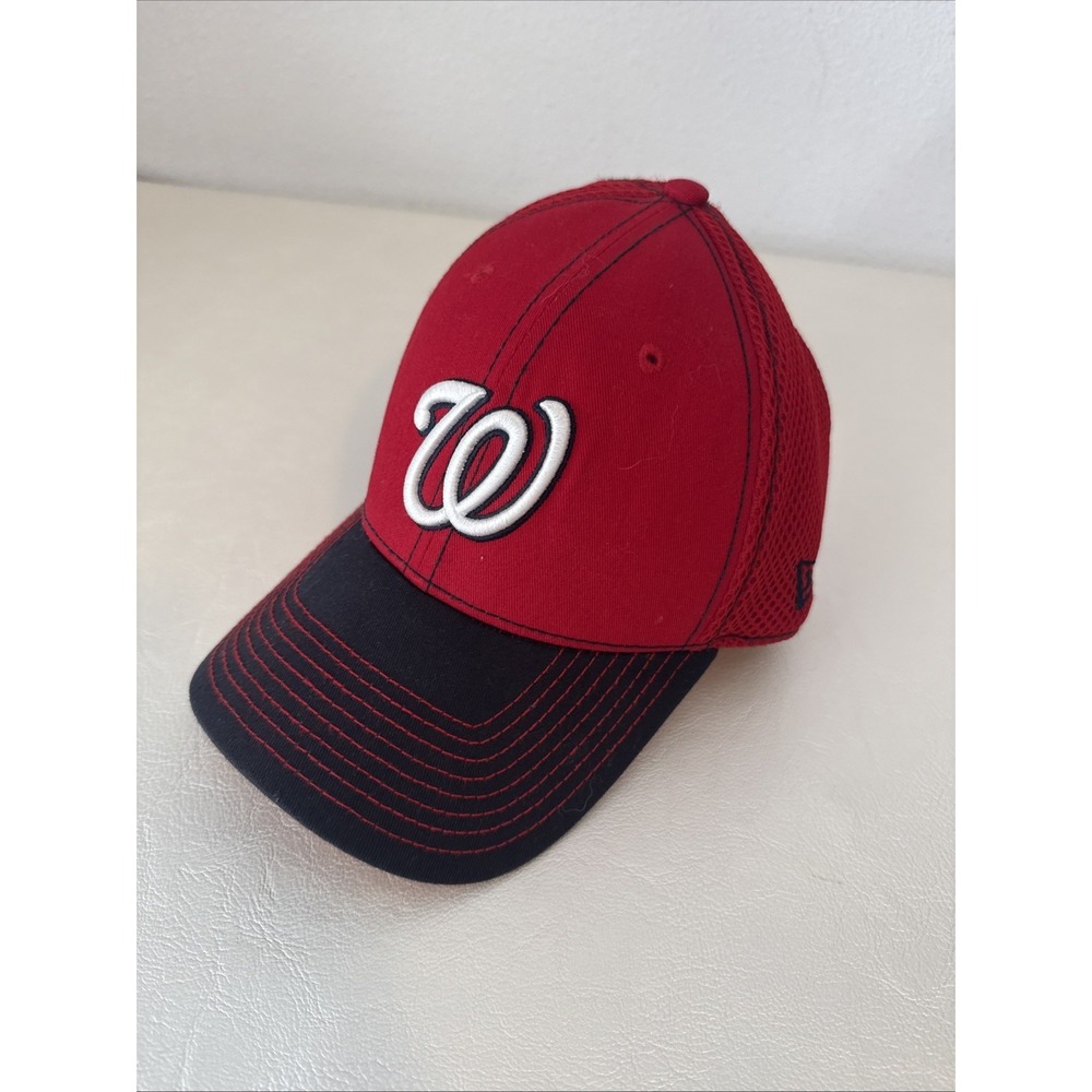 Washington Nationals MLB New Era Red Logo 39THIRTY Flex Fitted Hat S/M